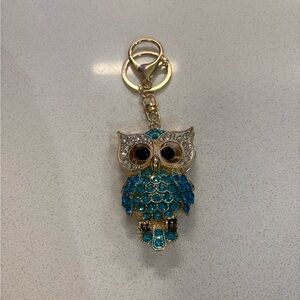 Blue and Gold Owl Keychain/bag charm
